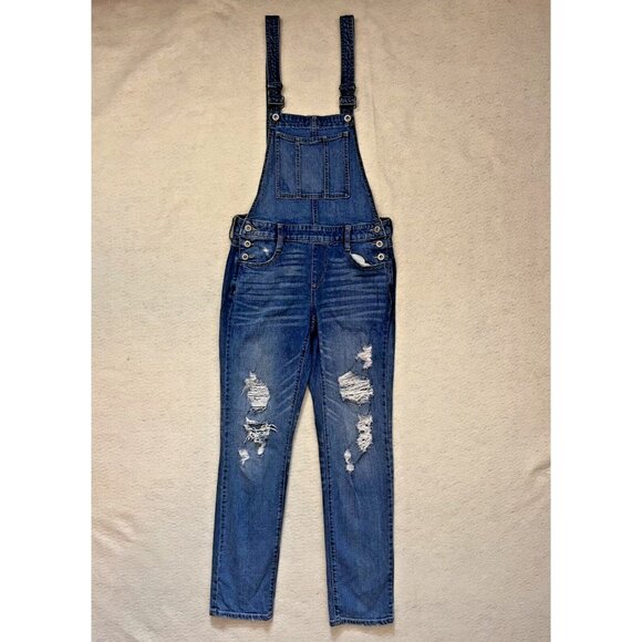Arizona Jeans Bibbed Overalls Women's Size S Cotton Spandex Distressed - Picture 2 of 7